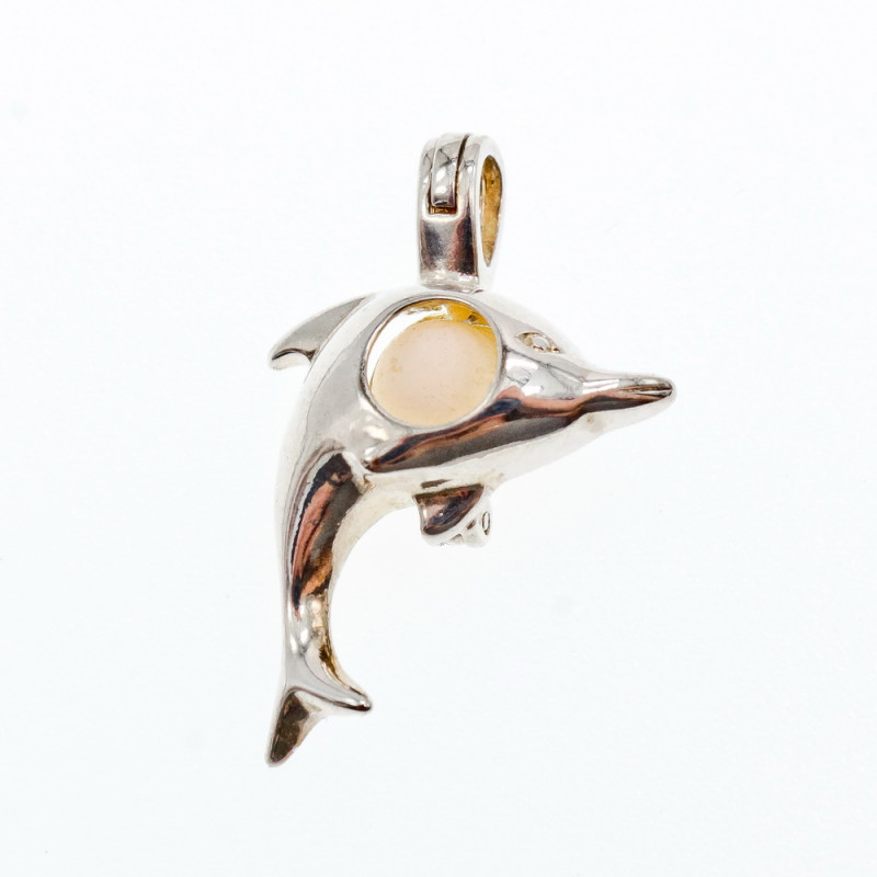 Sky Jewelry Серебряный кулон с жемчугом Дельфин