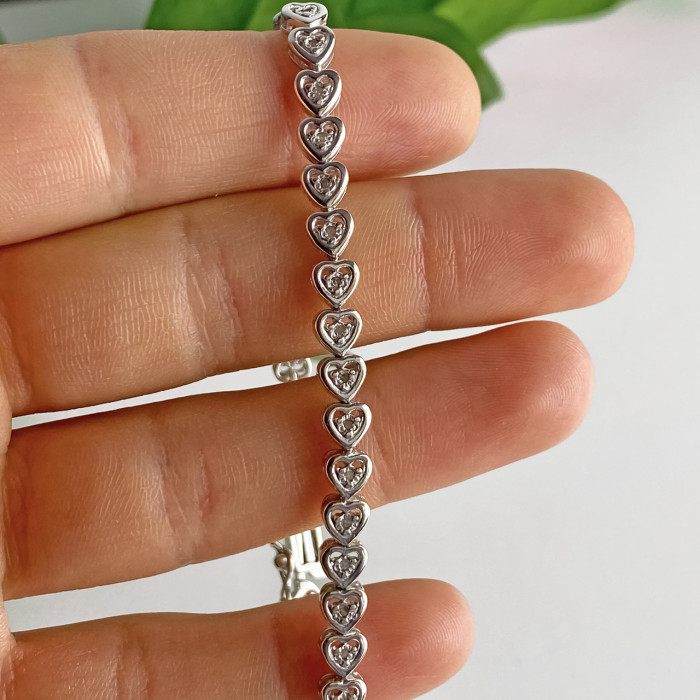 Sky Jewelry Серебряный браслет со вставками из турмалина Сердце