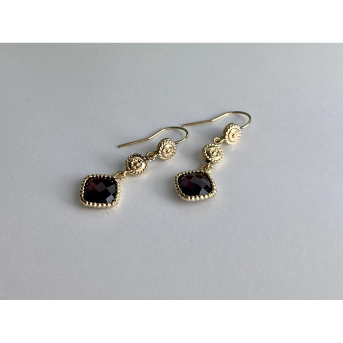 Sky Jewelry Золотые серьги с гранатом 14К 585 проба   Винтаж