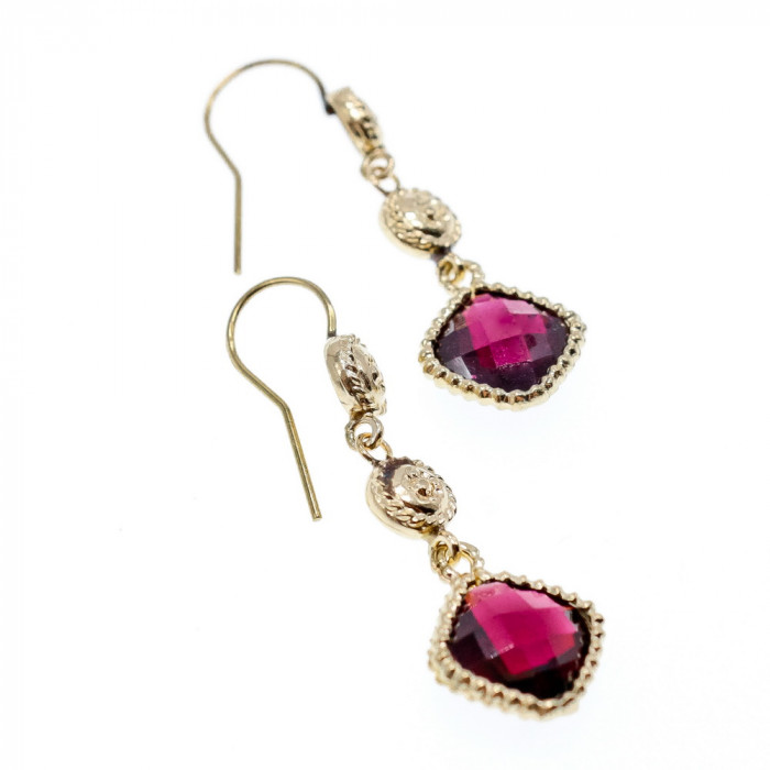 Sky Jewelry Золотые серьги с гранатом 14К 585 проба   Винтаж