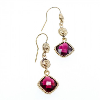 Sky Jewelry Золотые серьги с гранатом 14К 585 проба   Винтаж