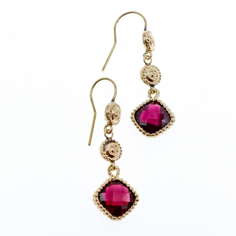 Sky Jewelry Золотые серьги с гранатом 14К 585 проба   Винтаж