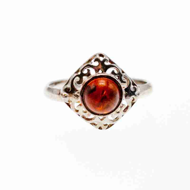 Sky Jewelry Кольцо из серебра с янтарем   Винтаж