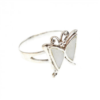 Sky Jewelry Серебряное кольцо с перламутром  Бабочка