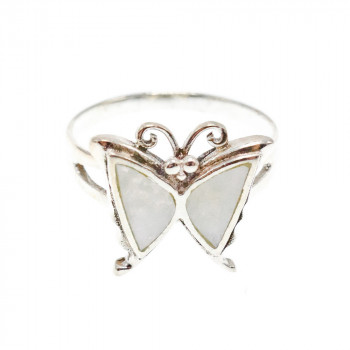 Sky Jewelry Серебряное кольцо с перламутром  Бабочка