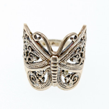 Sky Jewelry Серебряное кольцо с фианитами  Бабочка 777