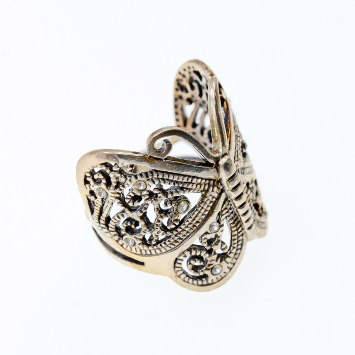 Sky Jewelry Серебряное кольцо с фианитами  Бабочка 777