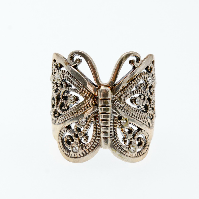 Sky Jewelry Серебряное кольцо с фианитами  Бабочка 777