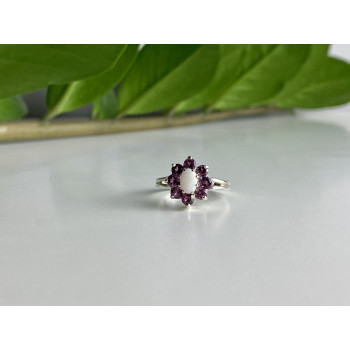 Sky Jewelry Серебряное кольцо с опалом и розовой шпинелью   Цветы