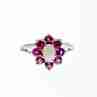 Sky Jewelry Серебряное кольцо с опалом и розовой шпинелью   Цветы