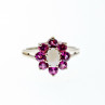 Sky Jewelry Серебряное кольцо с опалом и розовой шпинелью   Цветы