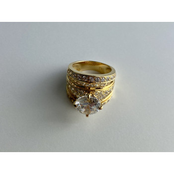 Sky Jewelry Серебряное кольцо в позолоте с фианитами   Роскошь