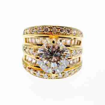 Sky Jewelry Серебряное кольцо в позолоте с фианитами   Роскошь