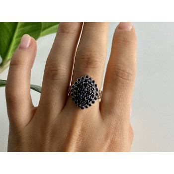 Sky Jewelry Серебряное кольцо с сапфиром и фианитом  Роскошь