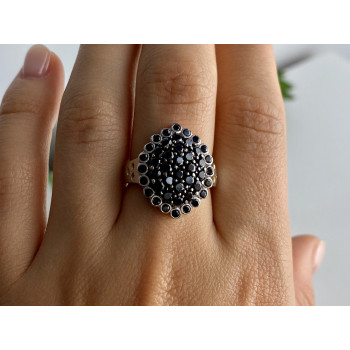 Sky Jewelry Серебряное кольцо с сапфиром и фианитом  Роскошь