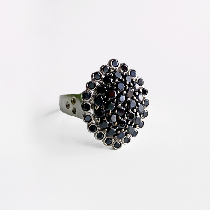 Sky Jewelry Серебряное кольцо с сапфиром и фианитом  Роскошь