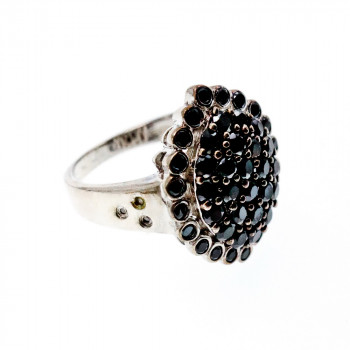 Sky Jewelry Серебряное кольцо с сапфиром и фианитом  Роскошь