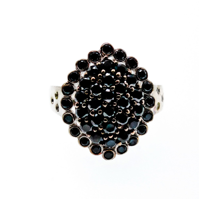 Sky Jewelry Серебряное кольцо с сапфиром и фианитом  Роскошь