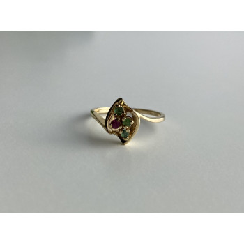 Sky Jewelry Золотое кольцо с изумрудами и рубином   Сладость