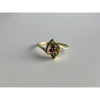 Sky Jewelry Золотое кольцо с изумрудами и рубином   Сладость