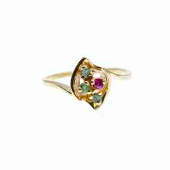 Sky Jewelry Золотое кольцо с изумрудами и рубином   Сладость