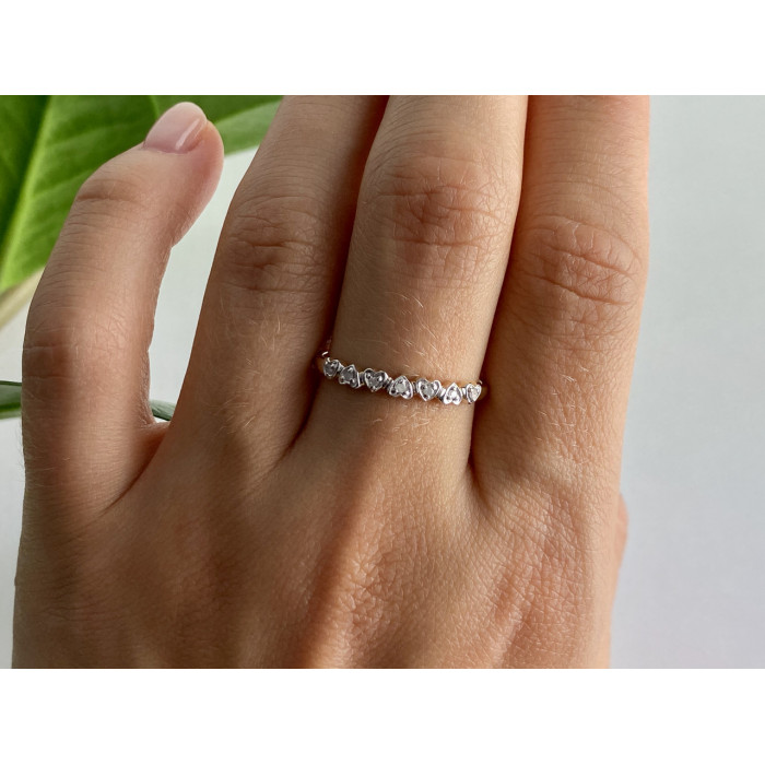 Sky Jewelry Золотое кольцо 10К (417 проба)  с белыми сапфирами  Сердце