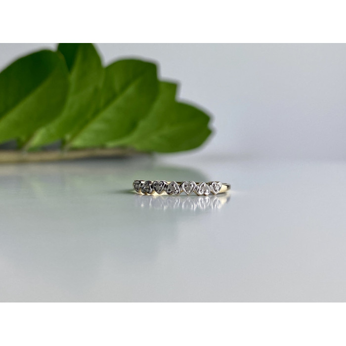 Sky Jewelry Золотое кольцо 10К (417 проба)  с белыми сапфирами  Сердце