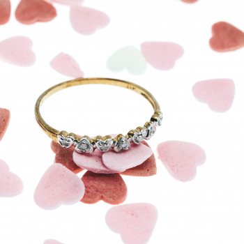 Sky Jewelry Золотое кольцо 10К (417 проба)  с белыми сапфирами  Сердце