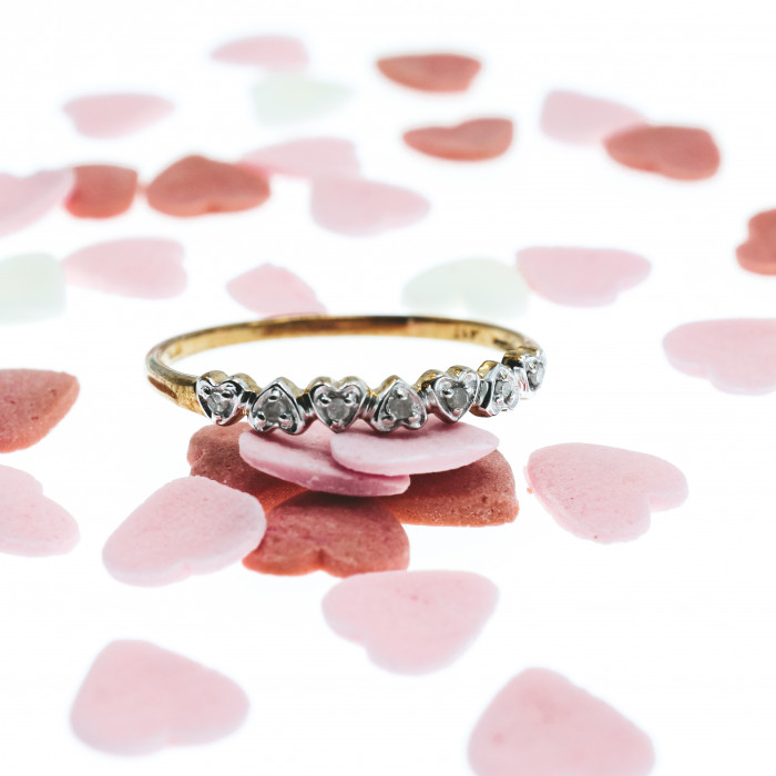 Sky Jewelry Золотое кольцо 10К (417 проба)  с белыми сапфирами  Сердце