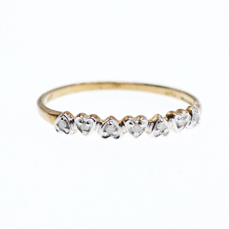 Sky Jewelry Золотое кольцо 10К (417 проба)  с белыми сапфирами  Сердце