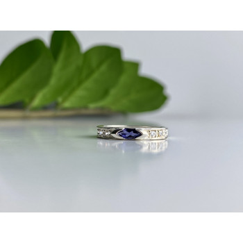 Sky Jewelry Серебряное кольцо с иолитом и фианитами