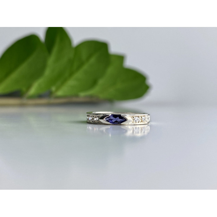 Sky Jewelry Серебряное кольцо с иолитом и фианитами