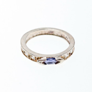 Sky Jewelry Серебряное кольцо с иолитом и фианитами