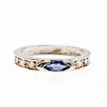 Sky Jewelry Серебряное кольцо с иолитом и фианитами