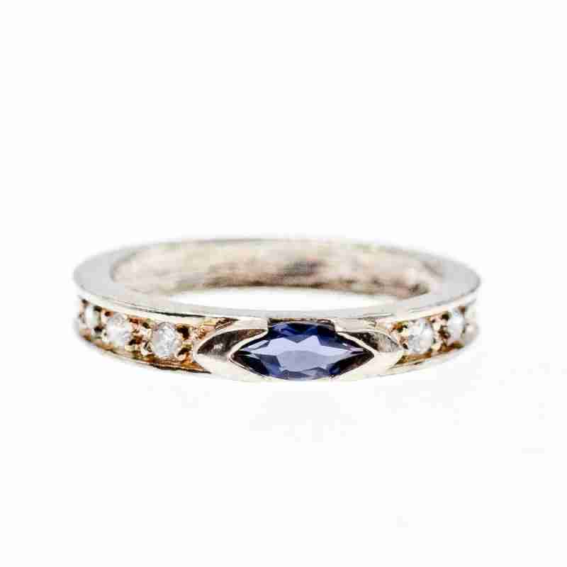 Sky Jewelry Серебряное кольцо с иолитом и фианитами