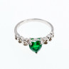 Sky Jewelry Серебряное кольцо с зеленым фианитом  Сердце