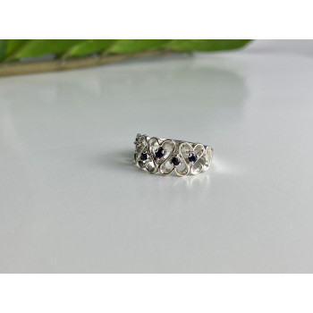Sky Jewelry Серебряное кольцо с сапфирами   Сердца