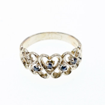 Sky Jewelry Серебряное кольцо с сапфирами   Сердца