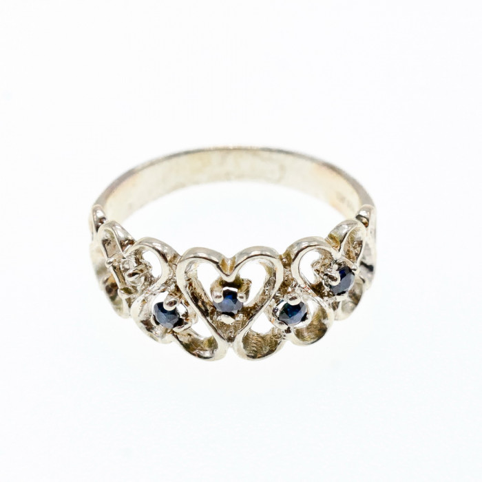 Sky Jewelry Серебряное кольцо с сапфирами   Сердца
