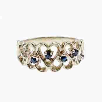 Sky Jewelry Серебряное кольцо с сапфирами   Сердца