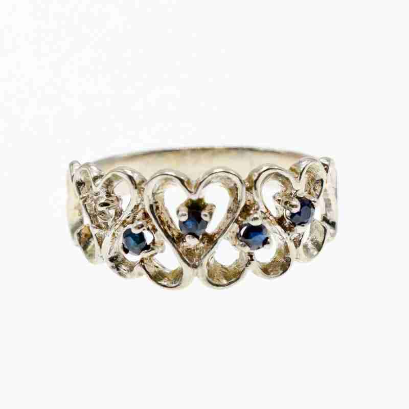 Sky Jewelry Серебряное кольцо с сапфирами   Сердца