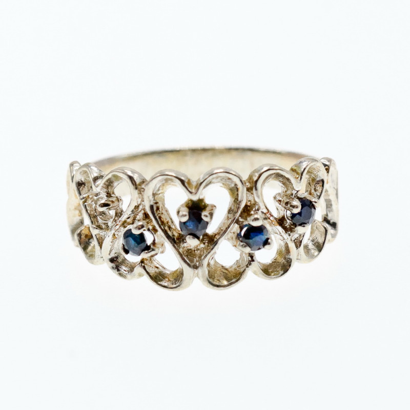 Sky Jewelry Серебряное кольцо с сапфирами   Сердца