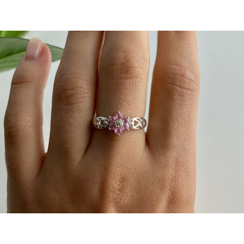 Sky Jewelry Серебряное кольцо с морганитом  Цветы