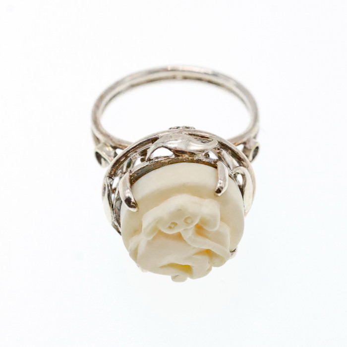Sky Jewelry Серебряное кольцо со слоновой костью  Слон
