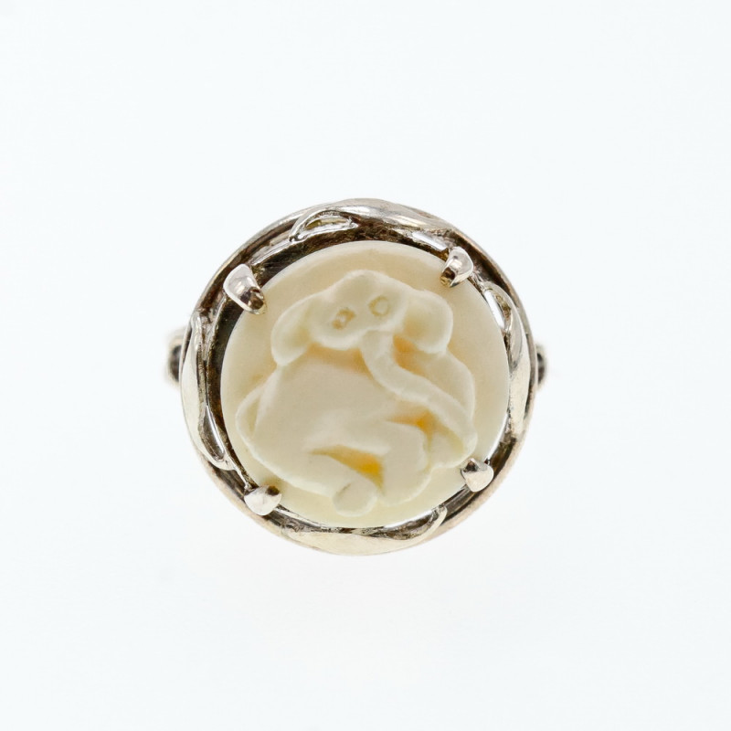 Sky Jewelry Серебряное кольцо со слоновой костью  Слон