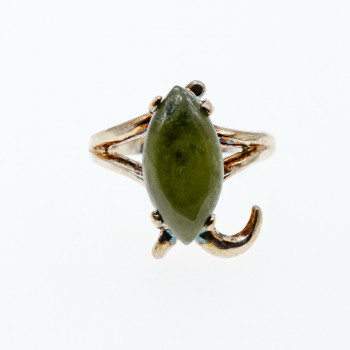 Sky Jewelry Серебряное кольцо с зеленым нефритом   Обаяние