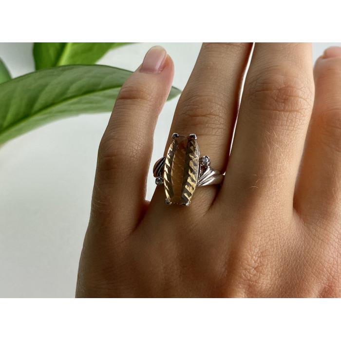 Sky Jewelry Серебряное кольцо с золотистым турмалином и кварцем