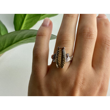 Sky Jewelry Серебряное кольцо с золотистым турмалином и кварцем