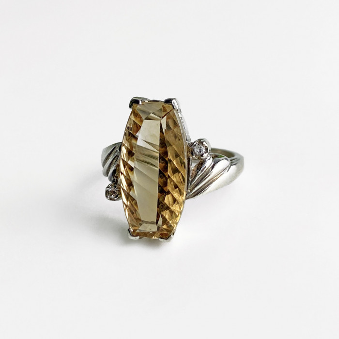 Sky Jewelry Серебряное кольцо с золотистым турмалином и кварцем