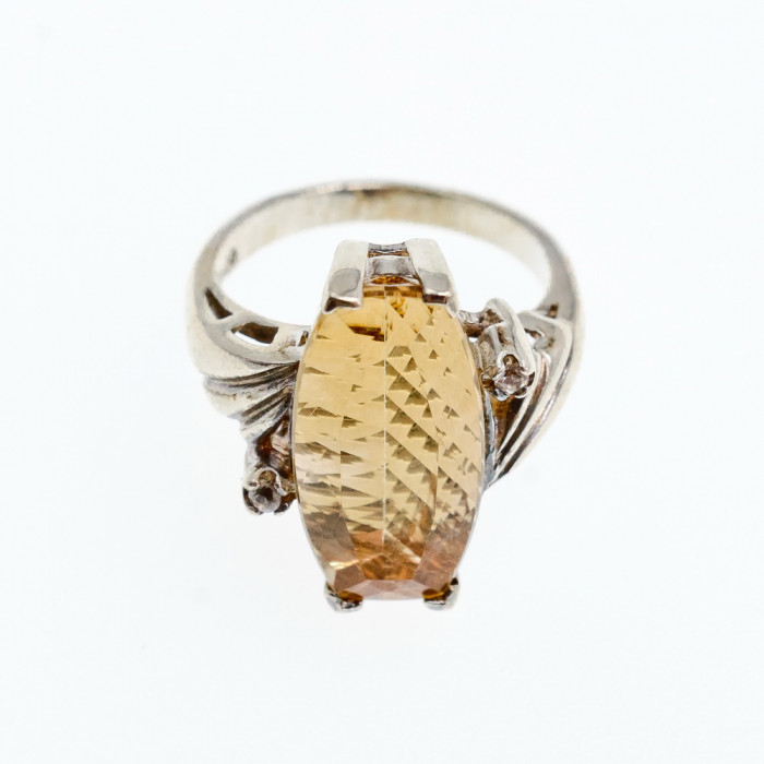 Sky Jewelry Серебряное кольцо с золотистым турмалином и кварцем